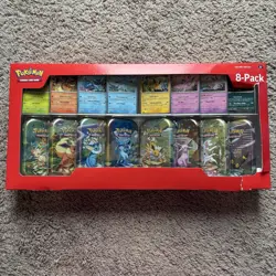 1x Pokemon 8-pack Prismatic Evolutions Mini Tins Damaged Box #3 Authentic - Image 1