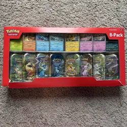 1x Pokemon 8-pack Prismatic Evolutions Mini Tins Damaged Box #2 Authentic - Image 1