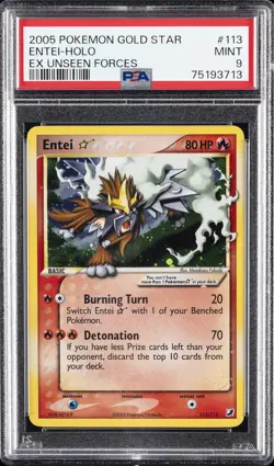 2005 POKEMON EX UNSEEN FORCES GOLD STAR #113 ENTEI-HOLO PSA 9 - Image 1