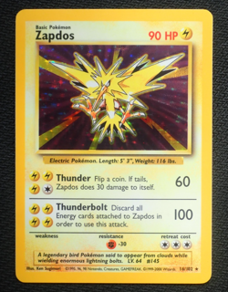 ZAPDOS 16/102 HOLO RARE - POKEMON BASE SET 4TH PRINT 1999-2000 UK EDITION - Image 1