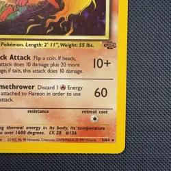 Pokemon Vintage 1st Edition Holo Flareon 03/64 Jungle Wotc 1999 - Image 4