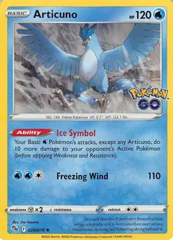 Articuno 024/078 Holo Rare Pokemon GO Pokemon Near Mint - Image 1