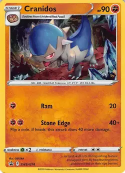 Cranidos SWSH274 Holo Promo Sword & Shield Promo Pokemon Lightly Played - Image 1