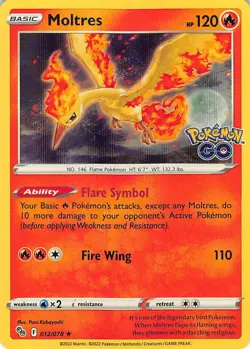 Moltres 012/078 Holo Rare Pokemon GO Pokemon Lightly Played - Image 1