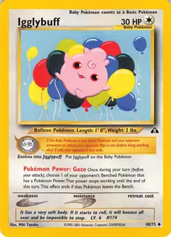 Igglybuff 40/75 Uncommon Neo Discovery Pokemon Unlimited Lightly Played - Image 1