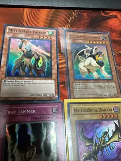 4 Super Rare Holo Yugioh Cards (curse Of Dragon, Trap Jammer, Falcon, Sphinx - Image 3