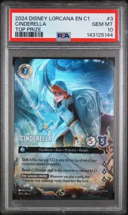Disney Lorcana Cinderella Stouthearted PSA 10 Challenge Top Prize 3/C1 - Image 1