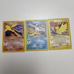 Moltress Articuno Zapdos 21 22 23 Black Star Promo 3 Cards Lot AOKI Error LP - Image 1