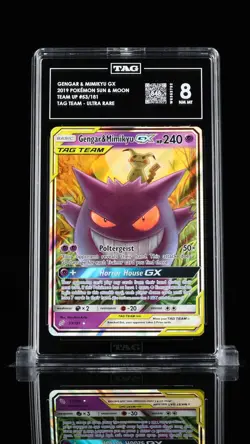 2019 Pokemon Sun Moon Team Up Gengar Mimikyu GX Ultra Rare #53/181 Graded 8 TAG - Image 1