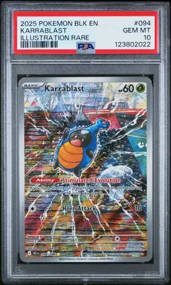 2025 POKEMON BLK EN-BLACK BOLT ILLUSTRATION RARE #094 KARRABLAST PSA 10 - Image 1