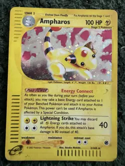 Pokemon Ampharos Expedition Base Set Holo Rare #002/165 100 HP 2002 English - Image 1