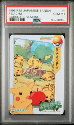 Pikachu Pokemon 1998 Bandai Anime Carddass Vending Japanese #1 PSA 10 - Image 1