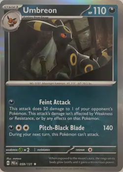 Umbreon 059/131 Holo Rare Prismatic Evolutions Pokemon Holo Near Mint - Image 1