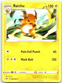 Raichu 066/202 Rare Sword & Shield Pokemon NM - Image 1