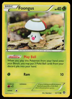 Foongus 12/114 Common Steam Siege Pokemon Near Mint - Image 1