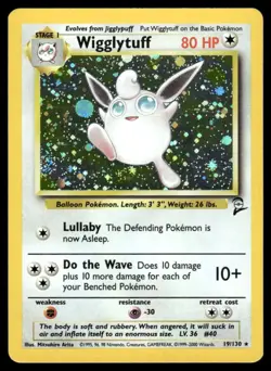 SWIRL 🌀 Pokemon TCG - Wigglytuff 19/130 Holo Rare Base Set 2 WOTC LP - Image 2