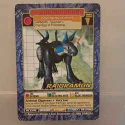 Bandai Raidramon Digimon CCG BO-120 Champion Animal Digimon Card 2000 - Image 1