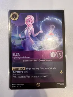 (Can’t Ship USA) Disney Lorcana Elsa Exploring the Unknown Cold Foil Promo Card - Image 1