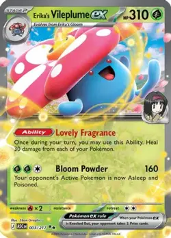 Erika's Vileplume ex 003/217 Double Rare ME: Ascended Heroes Pokemon Holo NM - Image 1