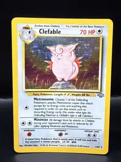 Pokemon TCG Clefable Holo Rare Card Base Set 1/64 Jungle - Image 1