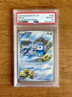 Pokemon TCG ⭐PSA 10⭐ 2025 Piplup 098/094 Me02 Phantasmal Flames EN Holo IR - Image 1