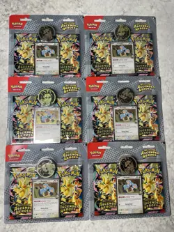 (6) Pokemon TCG Ascended Heroes 2-Pack Booster Blister w/ Komala Promo & Coin - Image 1