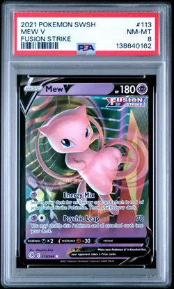 2021 POKEMON SWORD & SHIELD FUSION STRIKE #113 MEW V PSA 8 - Image 1
