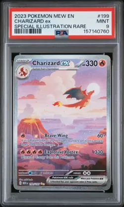 2023 POKEMON MEW EN-151 SPECIAL ILLUSTRATION RARE #199 CHARIZARD EX PSA 9 - Image 1