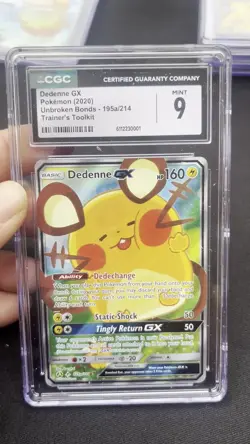 CGC 9 Dedenne GX #195a/214 Alt Art Unbroken Bonds Trainer's Toolkit Pokemon TCG - Image 2
