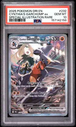 2025 POKEMON DRI EN-DESTINED RIVALS #232 CYNTHIA'S GARCHOMP EX PSA 10 - Image 1