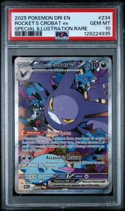2025 POKEMON DRI EN-DESTINED RIVALS #234 TEAM ROCKET'S CROBAT EX PSA 10 - Image 1