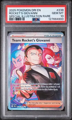 2025 POKEMON DRI EN-DESTINED RIVALS #238 TEAM ROCKET'S GIOVANNI PSA 10 - Image 1