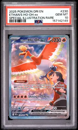 2025 POKEMON DRI EN-DESTINED RIVALS #230 ETHAN'S HO-OH EX PSA 10 - Image 1