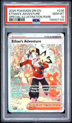 2025 POKEMON DRI EN-DESTINED RIVALS #236 ETHAN'S ADVENTURE PSA 10 - Image 1