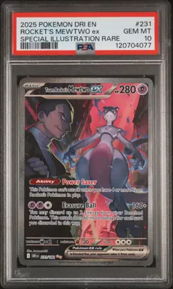 2025 POKEMON DRI EN-DESTINED RIVALS #231 TEAM ROCKET'S MEWTWO EX PSA 10 - Image 1