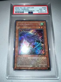 YuGiOh 2003 LOD-000 Yata-Garasu 1st Edition Secret Rare PSA 8 NM-MT (Holo Bleed) - Image 1
