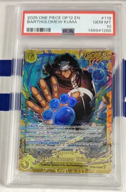 One Piece Bartholomew Kuma Secret Rare OP12-119 PSA 10 - Image 1