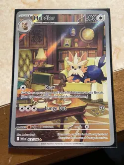 Pokemon TCG Herdier 155/086 SV White Flare Holofoil Card - Image 1