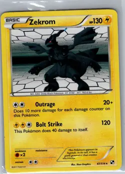 Zekrom 47/114 Holo Black and White - Pokemon Card - NM - Image 1