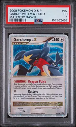 PSA 1 Garchomp LV. X 97/100 Majestic Dawn Ultra Rare Pokemon Card POP 6 - Image 1
