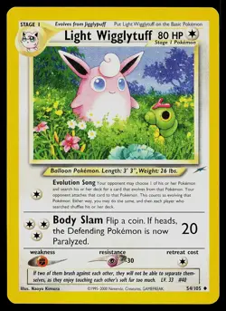 Pokemon Card - Light Wigglytuff Neo Destiny 54/105 Uncommon - Image 1