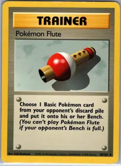 Pokemon Flute 86/102 Non Holo Base Set - Pokemon Card - LP - Image 1