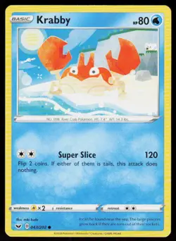 Krabby 043/202 Common Sword & Shield Pokemon Near Mint - Image 1
