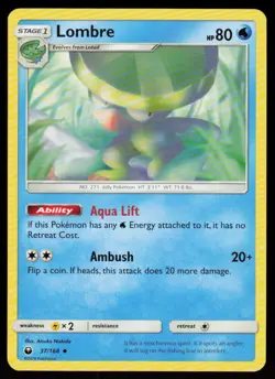 Lombre 37/168 Uncommon Celestial Storm Pokemon Near Mint - Image 1