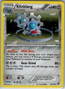 Klinklang 76/114 Holo Black and White - Pokemon Card - LP - Image 1