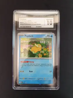 CGC 10 THINKING SWIRL 🌀💫 Psyduck MEP 007 Mega Cosmos Holo Promo Pokemon Card - Image 1