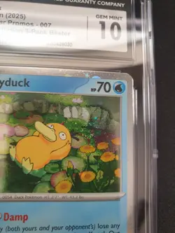 CGC 10 THINKING SWIRL 🌀💫 Psyduck MEP 007 Mega Cosmos Holo Promo Pokemon Card - Image 3