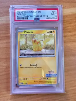 Pikachu SVP214 - Illustration Contest 2024 - Pokemon Card - PSA 9 - Image 1