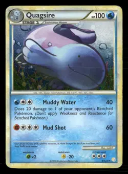 Quagsire 9/123 Holo Rare HeartGold & SoulSilver Pokemon *SWIRL* Damaged - Image 1