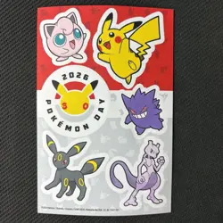 POKEMON DAY 2026 Sticker Sheet features Pikachu Mewtwo Umbreon Gengar Jigglypuff - Image 1